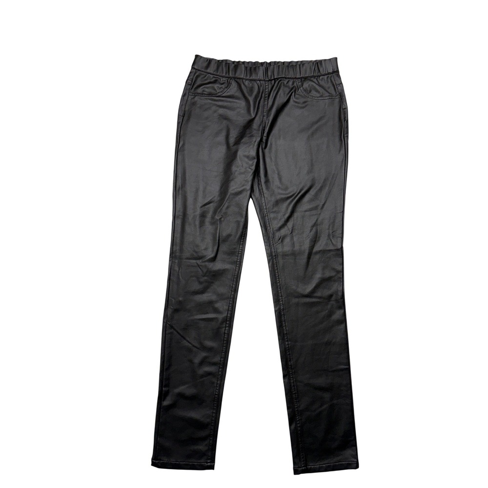 Love Tree Faux Leather Skinny Leg Pants Black Small Pull On Elastic Style 6144PH